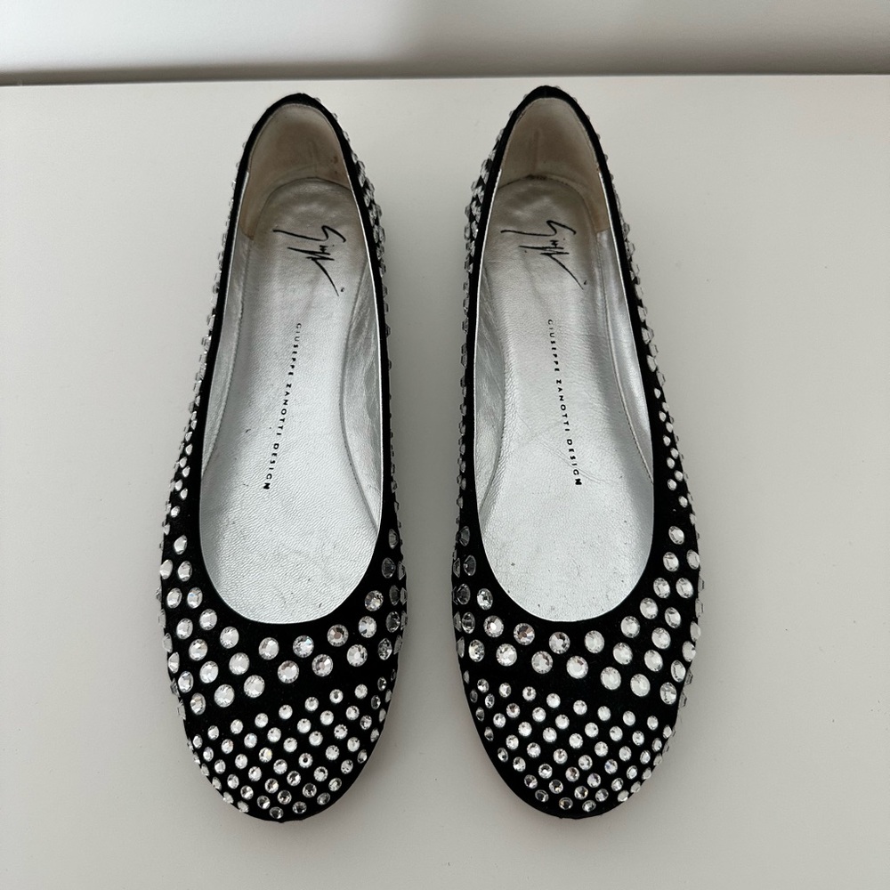 Giuseppe Zanotti Black Studded Flats